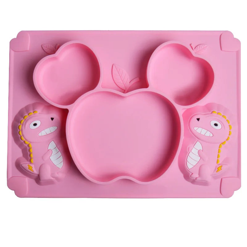 Set de repas bébé en sillicone antidérapant dino
