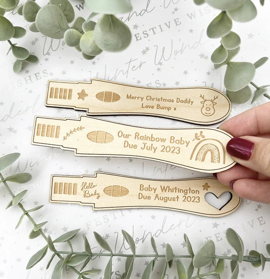 Personalized pregnancy test for announcement